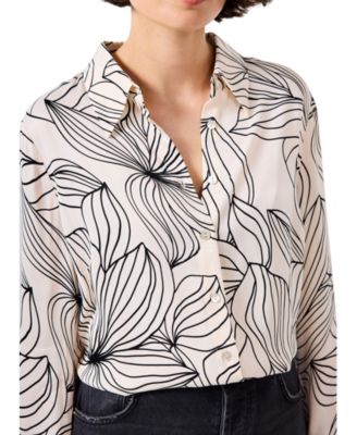  Women's Floral Print Satin Shirt