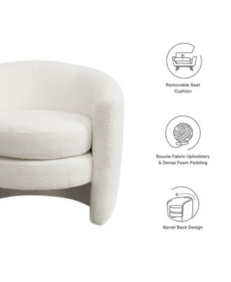  Affinity Upholstered Boucle Fabric Curved Back Armchair