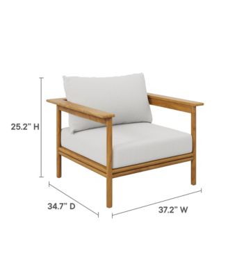 Wren Outdoor Patio Teak Wood Armchair and Ottoman, Set of 2