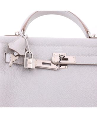 Kelly 28 Handbag Grey Clemence with Palladium Hardware