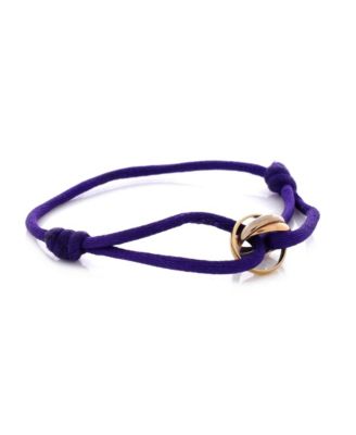  Trinity On Cord Bracelet Silk Cord with 18K Tricolor Gold