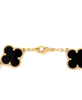  Vintage-like Alhambra 5 Motifs Bracelet 18K Gold and Onyx