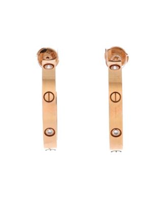  Medium Love 6 Diamond Hoop Earrings 18K Rose Gold with Diamonds