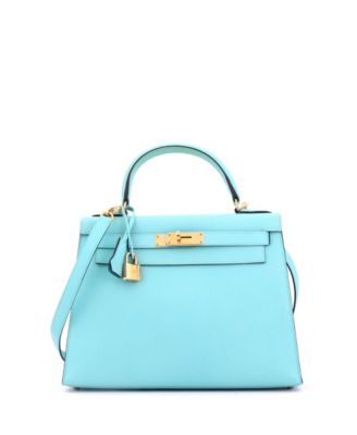 Kelly 28 Handbag Blue Epsom with Gold Hardware
