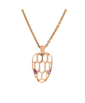  Serpenti Seduttori Pendant Necklace 18K Rose Gold with Amethyst, 17.25"