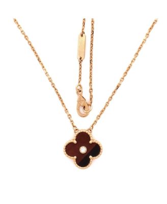 Vintage-Like Alhambra Pendant Necklace Limited Edition 18K Rose Gold and Bull's Eye with Diamond, 18.5"