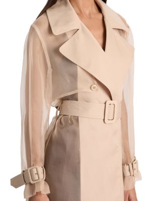 Silvia Sheer Mixed Media Trench Coat