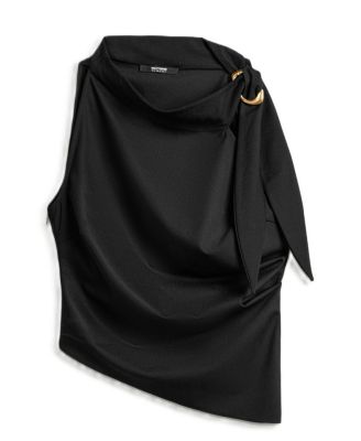  Asymmetric Buckle-Detail Blouse