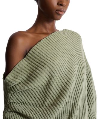  Draped Asymmetrical Jumper in Ribbed Silk Knit