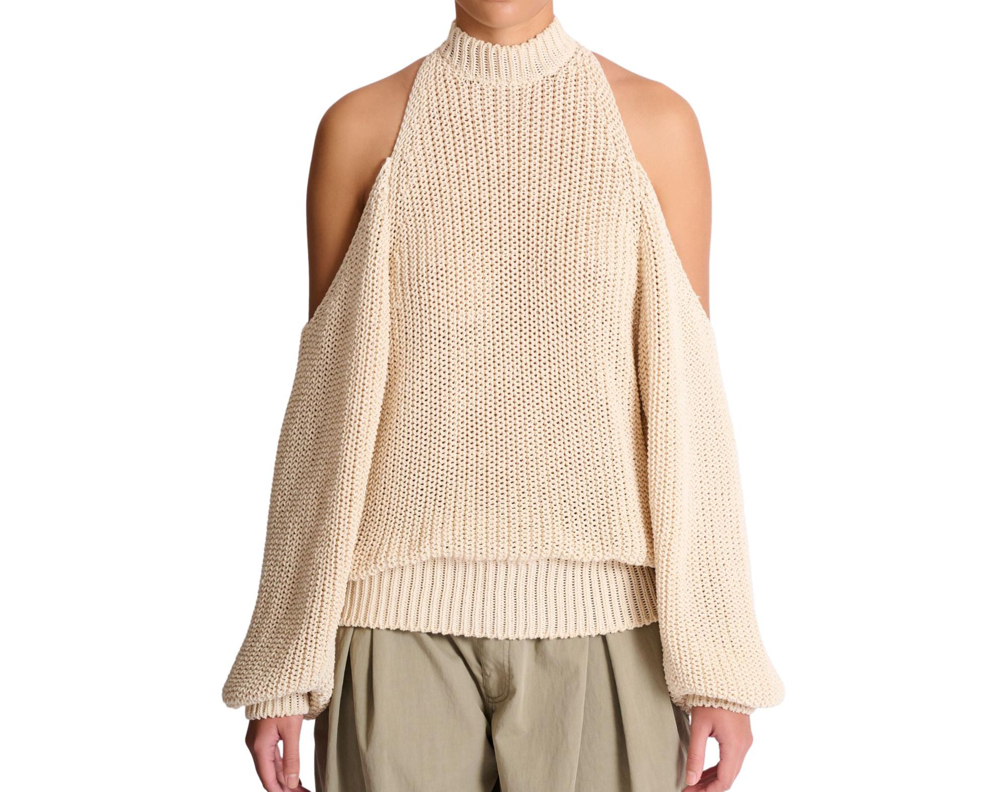 Cotton Knit Open-Shoulder Jumper - Image 1