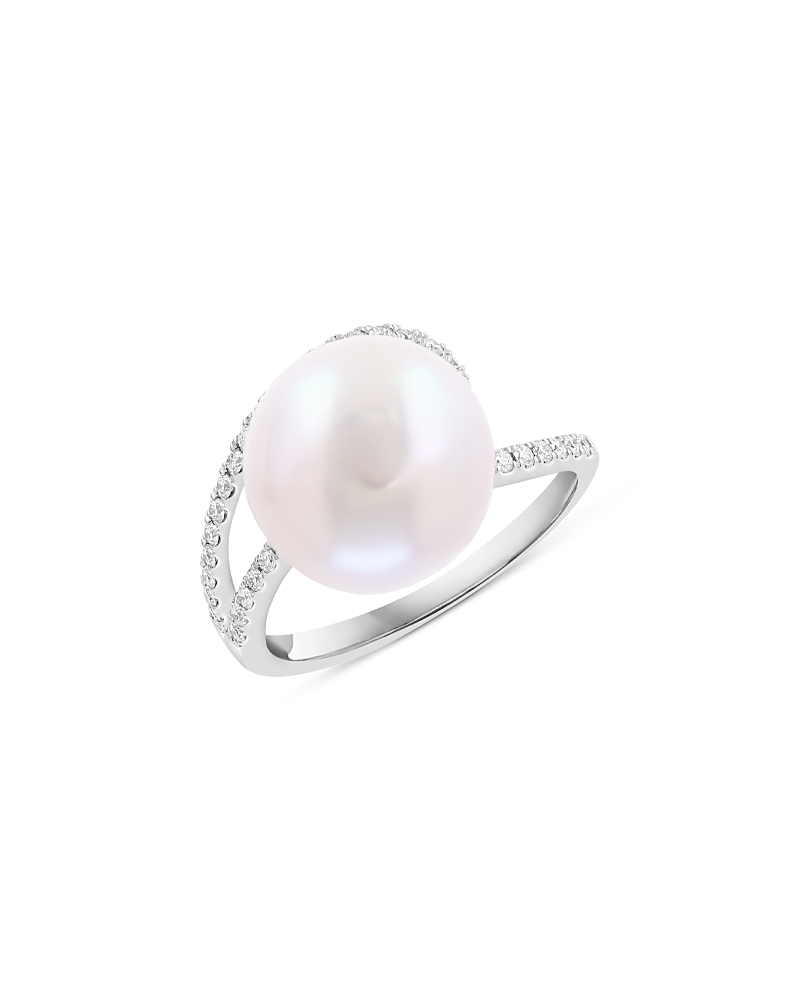 Bloomingdale's Fine Collection Pearl Spring Freshwater Pearl & Diamond Double Row Ring in 14K White Gold