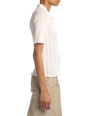 Pointelle Polo Top