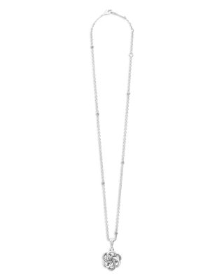 Sterling Silver Love Knot Caviar Bead Pendant Necklace, 18"