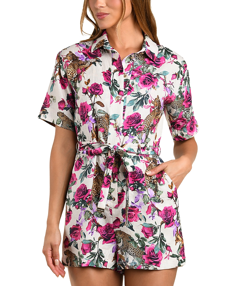 L'agence Linen Romper In Multi