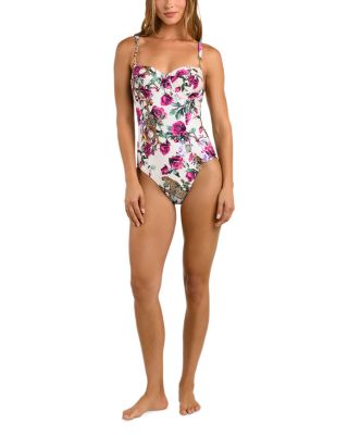 Amie Rose Leopard Jungle Underwire Bandeau One Piece Swimsuit