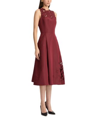 Sleeveless Embroidered Cutout Cocktail Dress