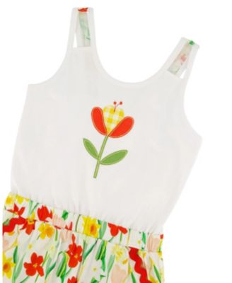 Girls' Jersey and Viscose Sleeveless Flower Romper - Big Kid