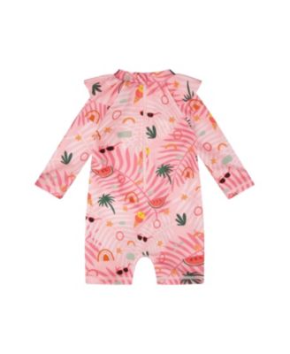 Girls' One-Piece Long Sleeve Beach Print Rashguard - Baby