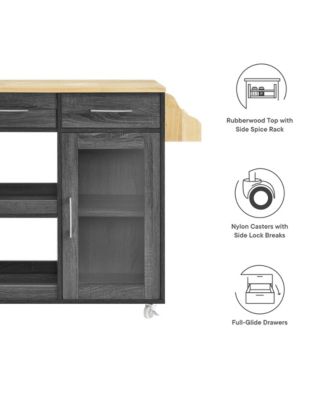 Culinary Kitchen Cart with Spice Rack