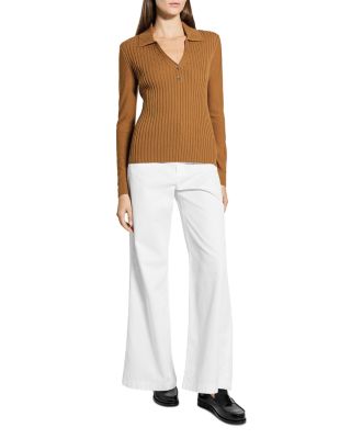 Merino Wool Ribbed Collar Sweater