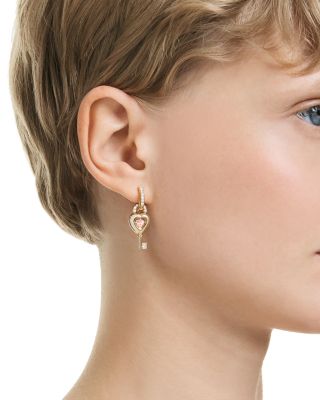 Idyllia Stone Heart Lock & Key Mismatch Hoop With Cuff Earrings