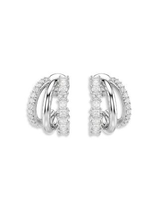 Hyperbola Cubic Zirconia Triple Row Hoop Earrings