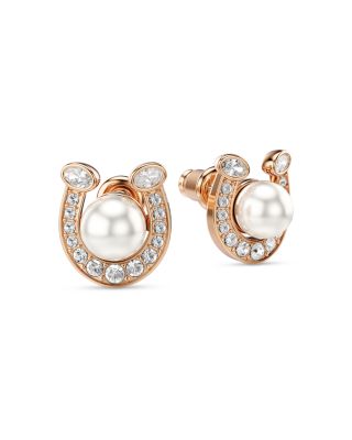 Symbolica Crystal & Imitation Pearl Horseshoe Stud Earrings
