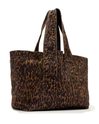 Izzy Leopard Print Denim Tote