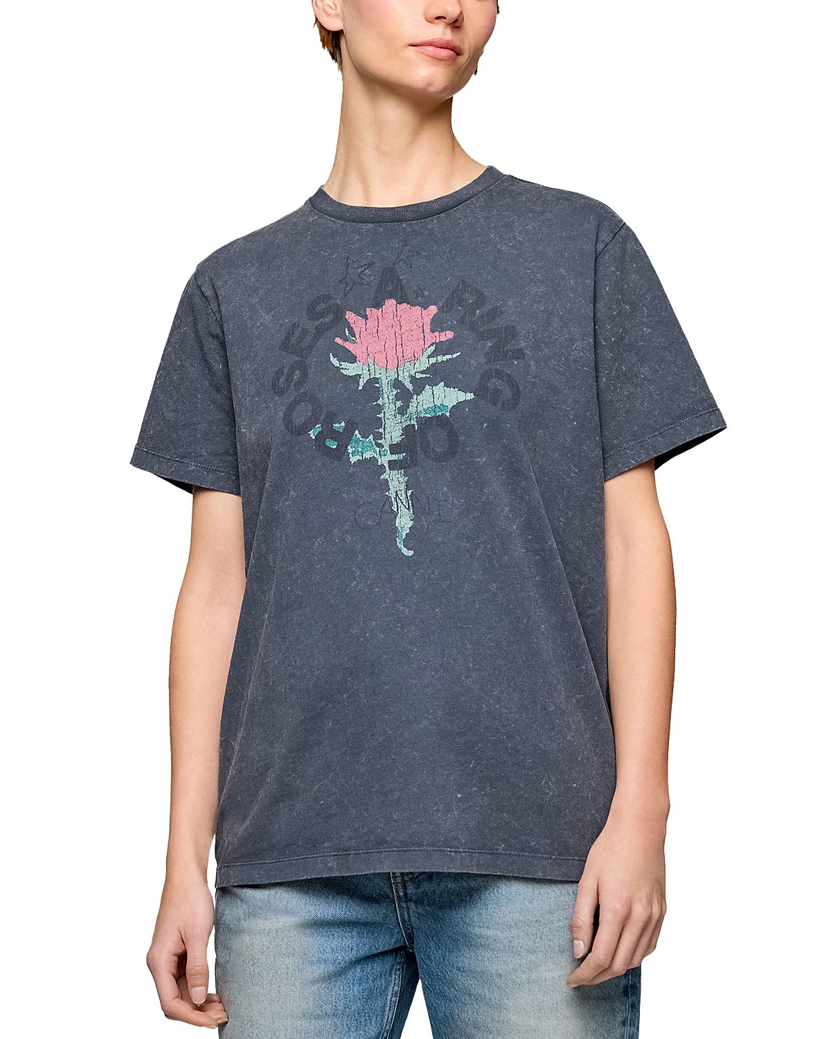 Ganni Jersey Rose Graphic Tee