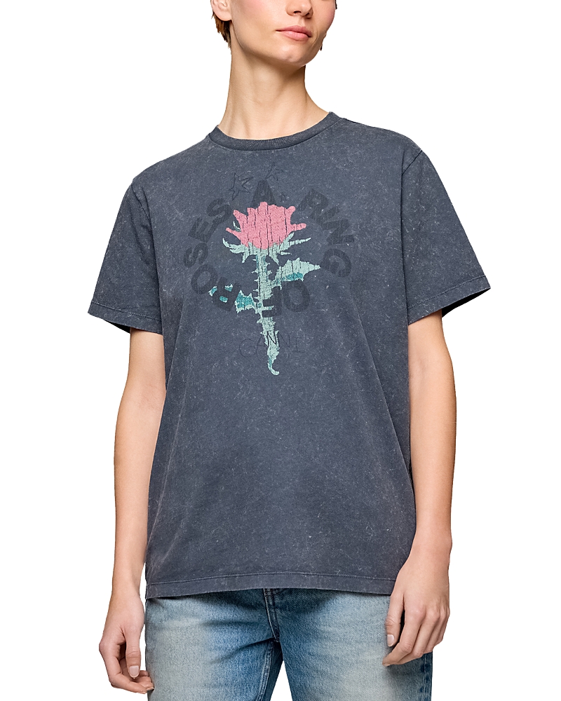 Ganni Jersey Rose Graphic Tee