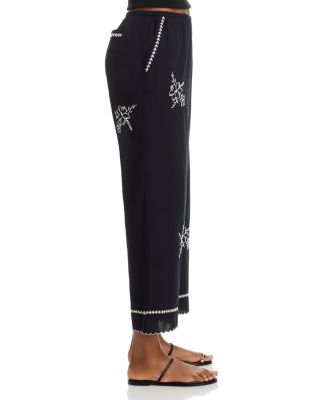 Embroidered Wide Leg Pants