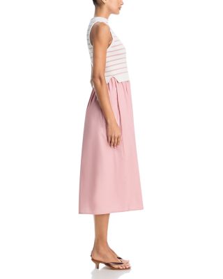 Stripe Knit Poplin Midi Dress - Exclusive