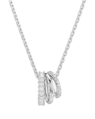Hyperbola Cubic Zirconia Triple Hoop Pendant Necklace, 14.87-17.75"
