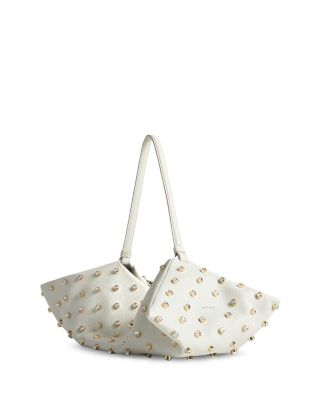 Origami Crystal Studded Leather Shoulder Bag