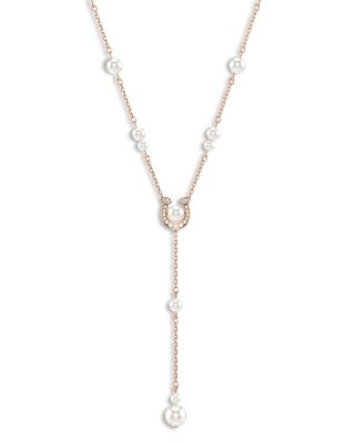 Symbolica Crystal & Imitation Pearl Horseshoe Lariat Necklace, 14.87-18.87"