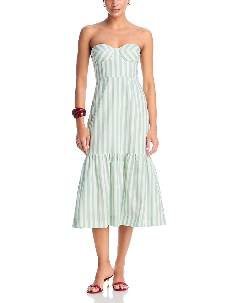 Aqua Stripe Bustier Midi Dress - Exclusive