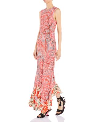 Ruffled Hem Long Sleeveless Dress