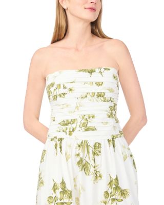 Strapless Ruched Bodice Midi Dress