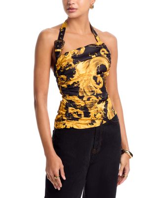 Enver Satin Wave Halter Top