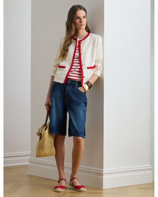 Two Tone Linen Blend Twill Blazer