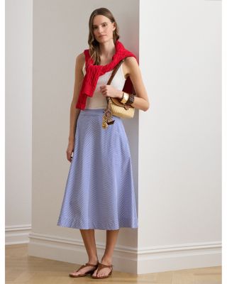 Striped Paneled Cotton Broadcloth Skirt