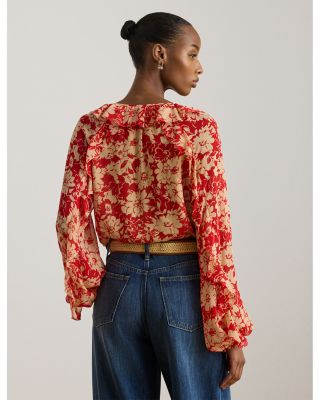 Floral Ruffle Trim Georgette Blouse