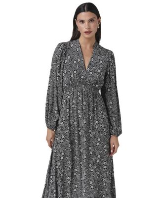 Petal Crepe V Neck Midi Waisted Dress