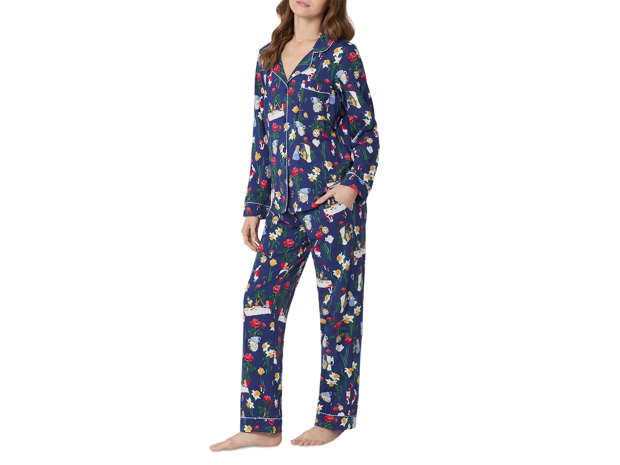 Long Sleeve Classic Cotton Stretch Jersey Pajama Set — Image 4