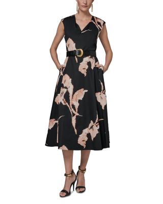 Cotton Sateen Floral Midi Dress