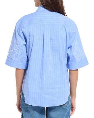Hazel Stripe Embroidered Sleeves Shirt