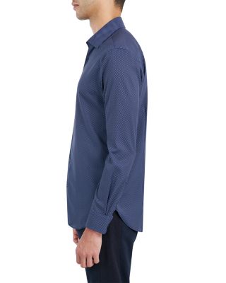 Slim Fit Navy Dot Performance Dress Shirt