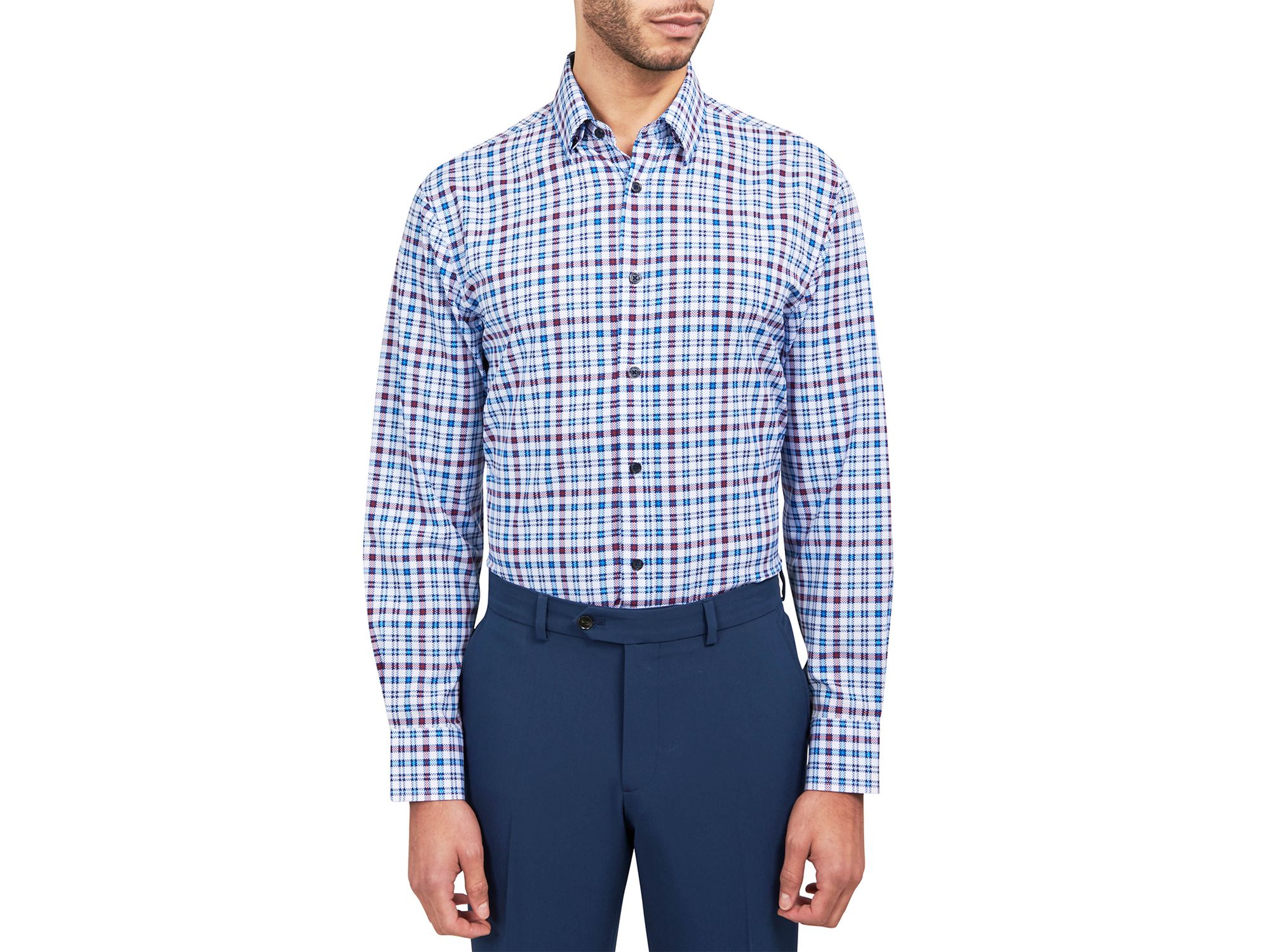 Regular Fit Large Check Performance Dress Shirt