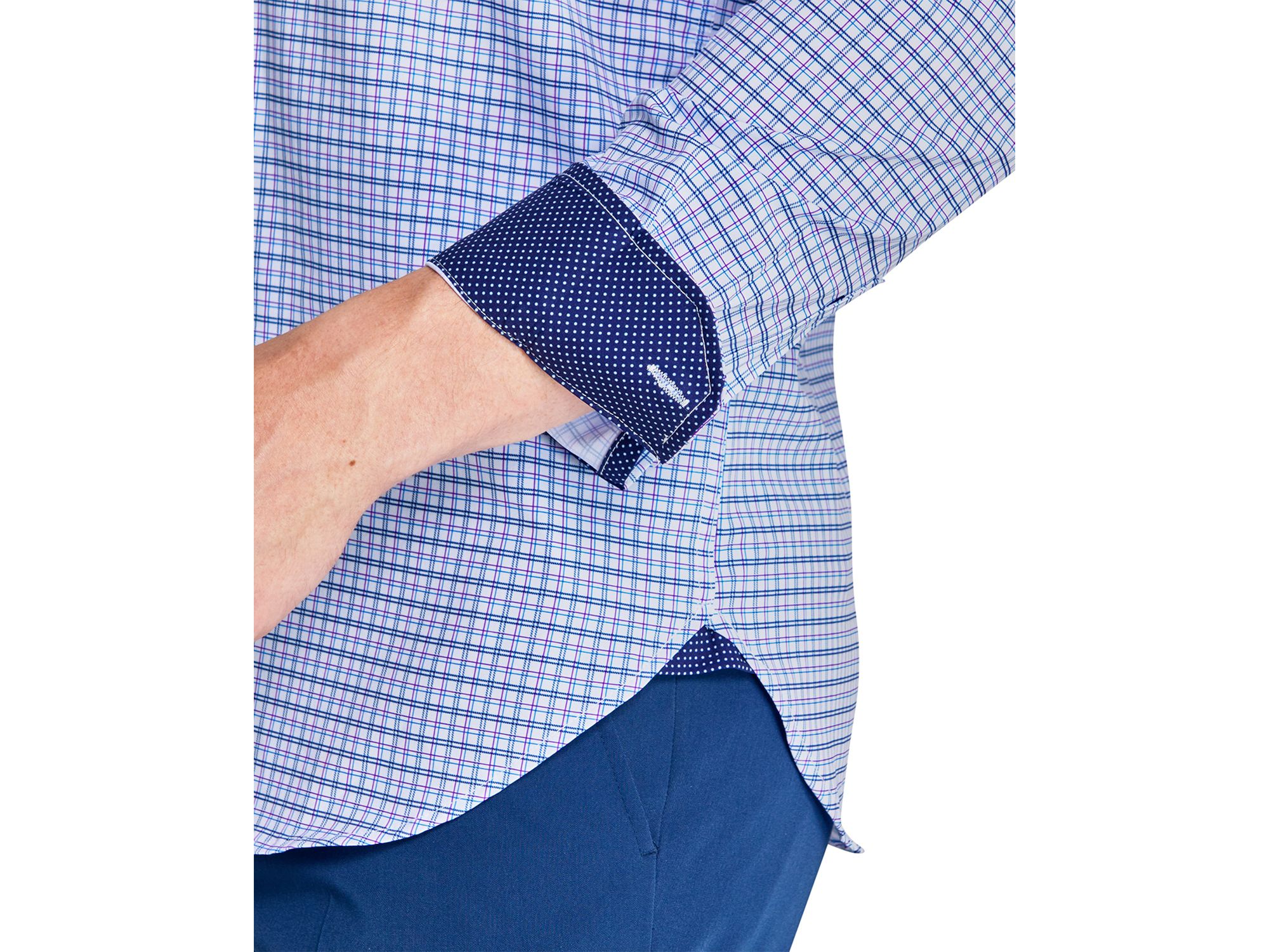 Slim Fit Grid Performance Dress Shirt — Image 4