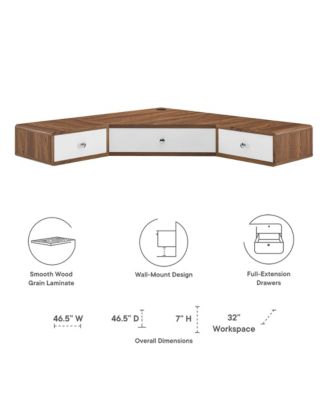 Transmit 47" Wall Mount Corner Walnut Office Desk